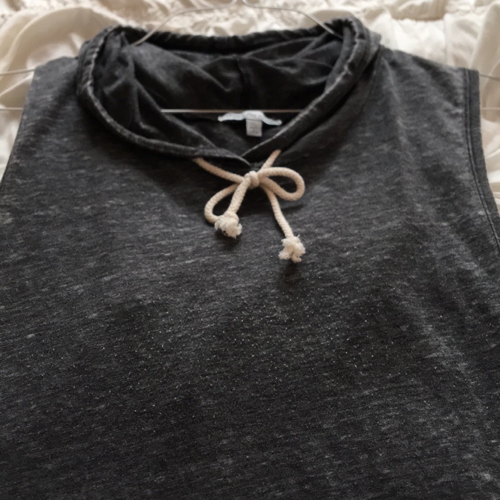 Sleeveless top with hood